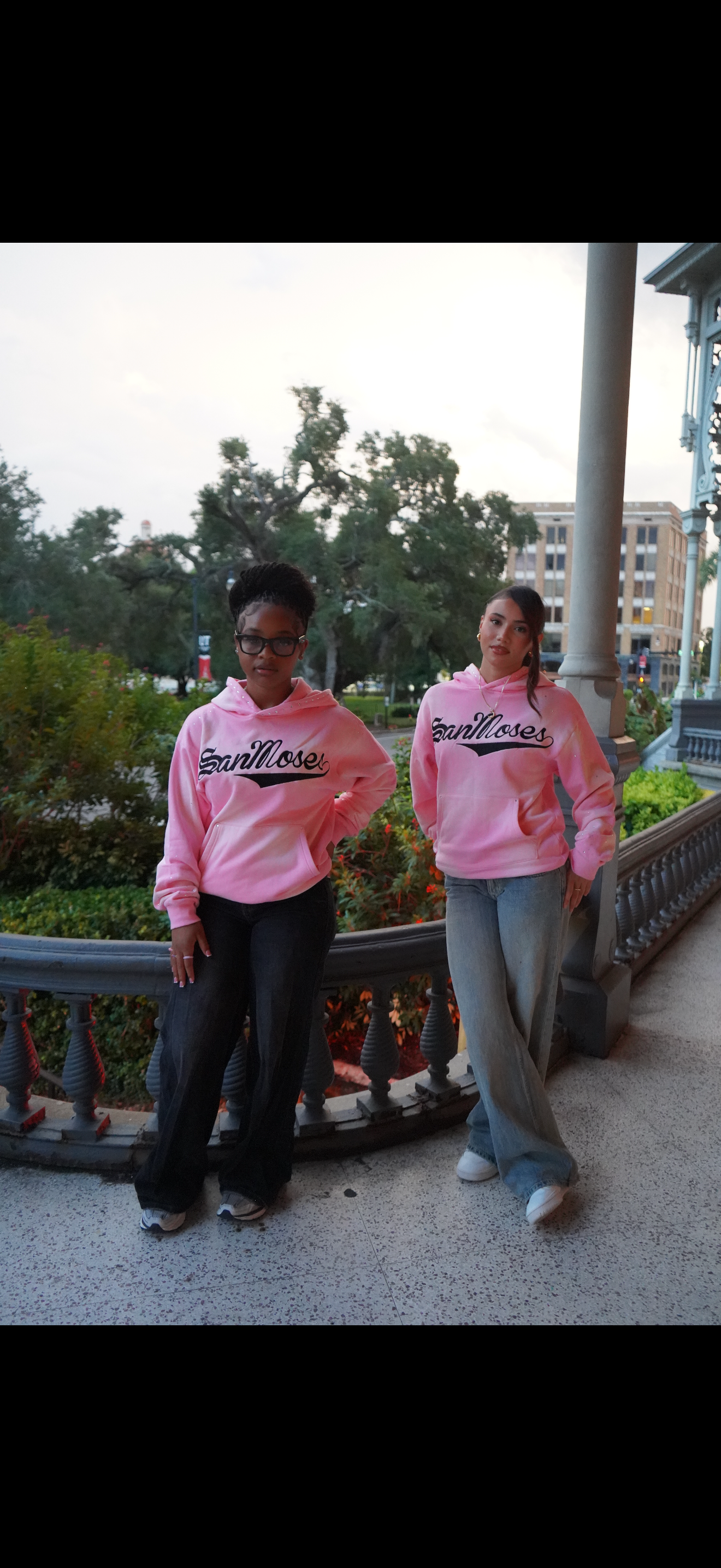 Pink San Moses Rhinestone Hoodie